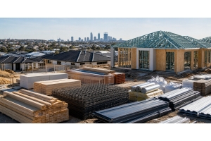 building supplies on construction site in Perth