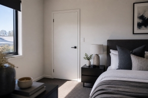 solid core door installed in a bedroom