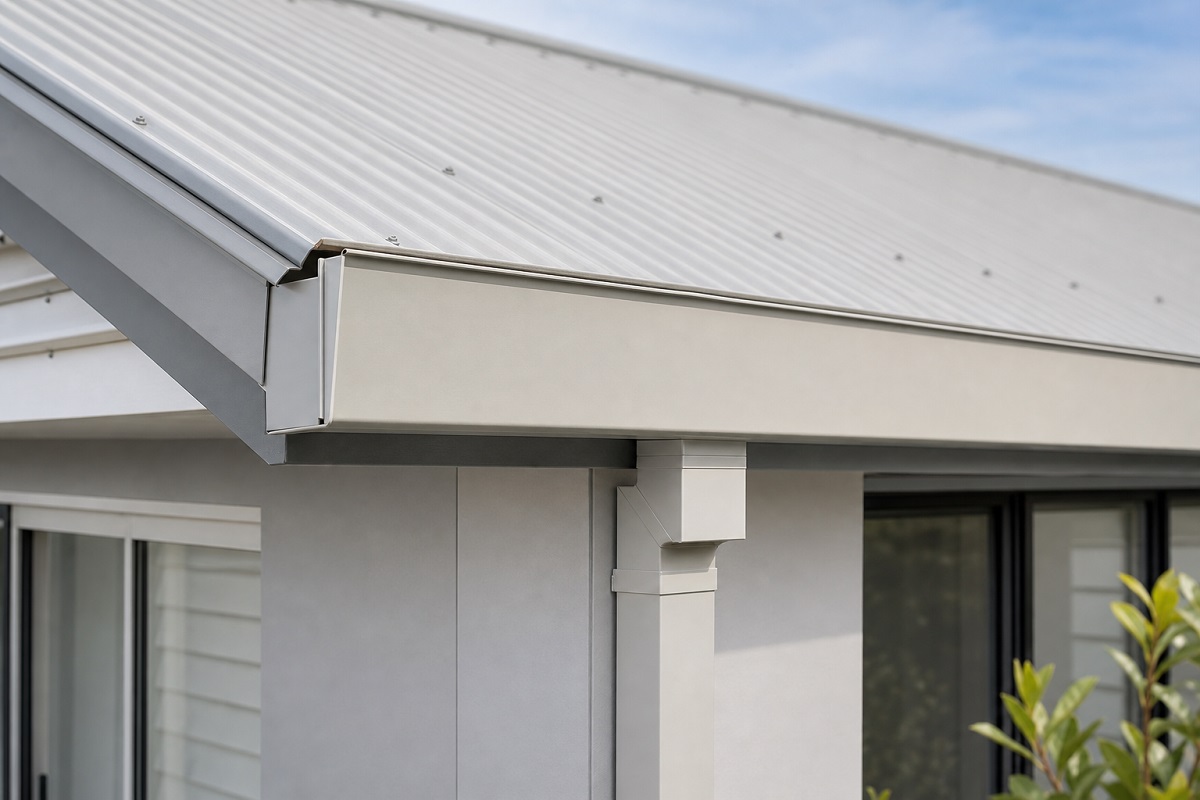 image of a house using a eaves gutter