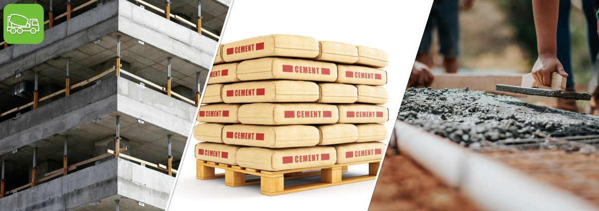 cement bags on pallet and cement works on construction sites in perth